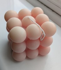 Pale Pink Bubble Cube Shaped Candle 3" x 3" x 3"