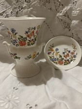 Aynsley Cottage Garden bone china urn vase and a small dish