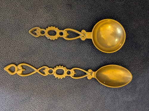 Brass large vintage spoons - 2,