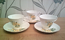 Tea Set, English Bone China - 3 X Duo's - 3 Tea Cups and 3 Saucers - Floral