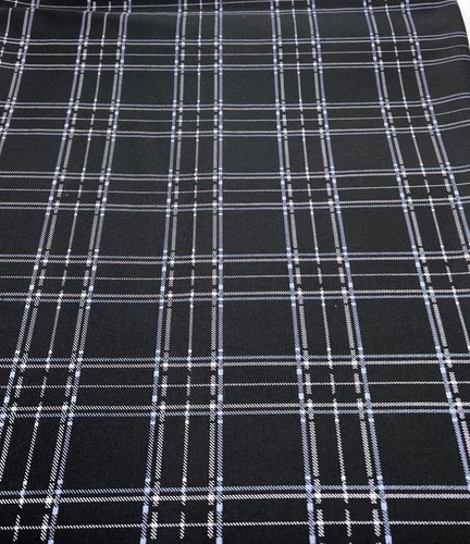 Black blue check ponte fabric - black,
