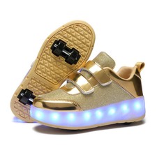 4 Wheels Kids Roller Shoes Boys Girls Flash LED 4 Wheels Skates Shoes With USB
