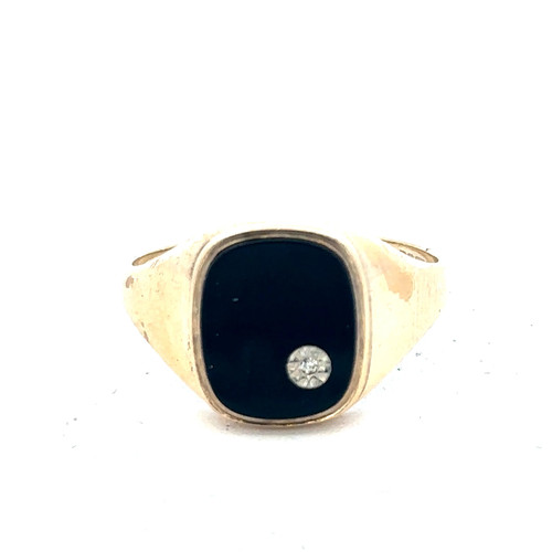 9ct yellow gold signet - , ring