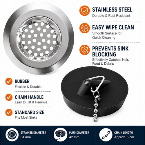 64mm stainless steel sink - stainless,