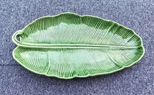 Bordallo Pinheiro Portuguese Green Majolica Banana Leaf Serving Bowl / Dish