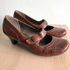 Marks & Spencer M&S Footglove Brown Leather Mary Jane Shoes Size 5 Wider Fit