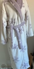 Per Una M&S fluffy dressing gown Size S  - white/mauve - excellent cond