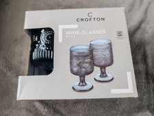 Crofton Grey Glass Wine Glasses Set Of 2