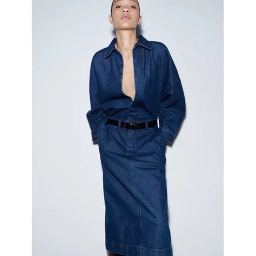 Zara blue denim midi dress - zara,