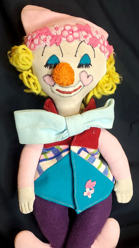 Vintage handmade cloth clown - handmade,
