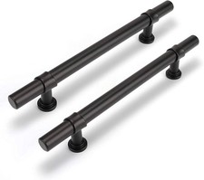LONTAN 10 Pk Black Kitchen Handles Cupboard Door Drawer Pulls 160mm Hole Centre