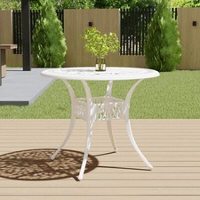 Cast Aluminum Patio Table Round Weather Resistant Garden Furniture for Backyard