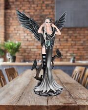 Large Dark Angel Fairy & Raven Figurine Gothic Ornament Faerie New & Boxed 62cm