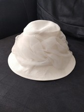 Vintage M&S St Michael White Paper Mesh Sun Wide Brim Hat, Church Travel Beach