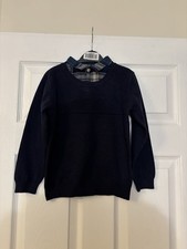Boys Navy Shirt Mock Jumper