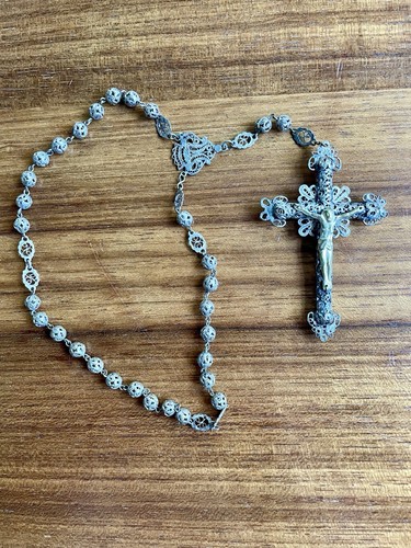 Antique filigree rosary - filigree,