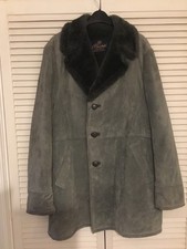BENDYK Grey Real Suede Vintage Sheepskin Coat Size L (44)