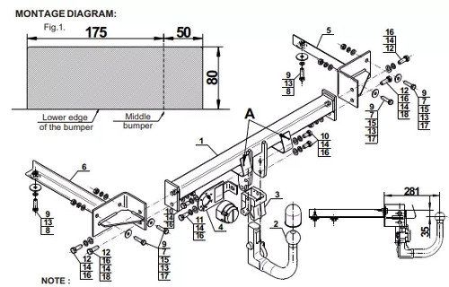 Detachable swan neck tow bar - detachable,