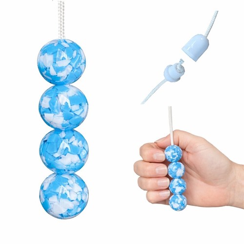 Glossy blue white resin bead - &,