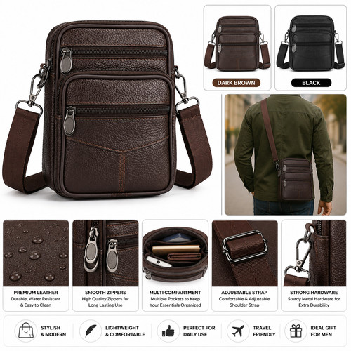 Men leather crossbody - men's,