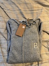 Brand New Light Grey Burberry Zip Up Hoodie Size Mens Small With Tags