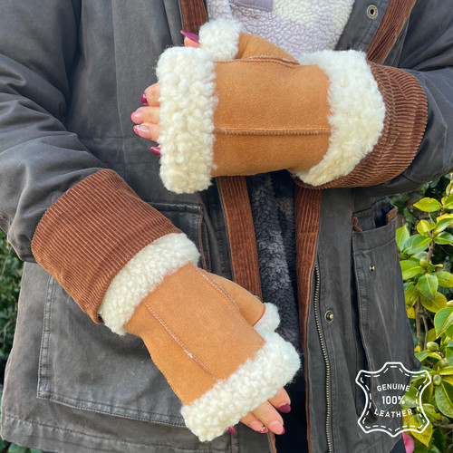 Women fingerless sheepskin - women's,