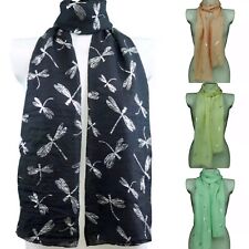 Dragonfly Silver Glitter Ladies Fashion Large Size Scarf Shawl Sarong Wrap