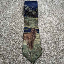 Van Heusen 417 Mens Irish Setter Scenery Made In USA Italian Silk Tie