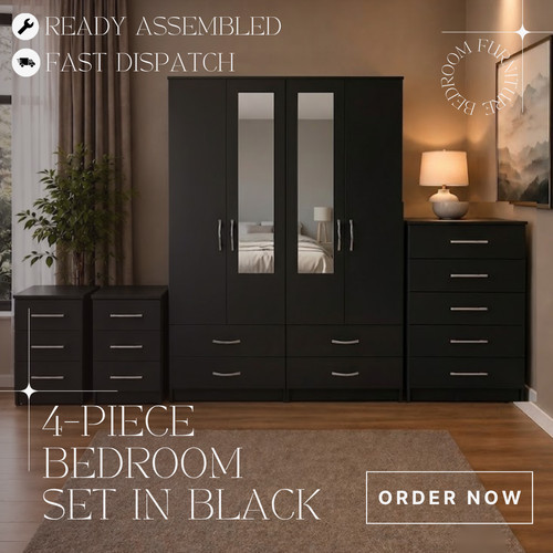 Ready assembled black bedroom - ready,