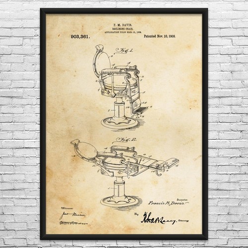 Salon chair patent wall - salon, art