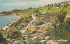 Vintage Salmon Postcard - The Rockery, East Cliff, Folkstone, Kent - c1960