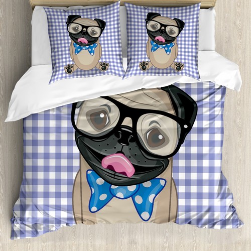 Pug duvet cover nerdy - cover, glasses