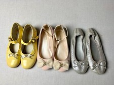 3xGirls Ballet Pumps Shoes Bundle Yellow Silver Pink Bridesmaid Party Size 12/13