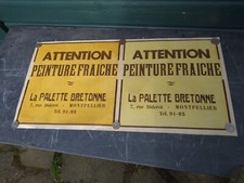 2 Vintage French 'Fresh Paint' Warning Signs