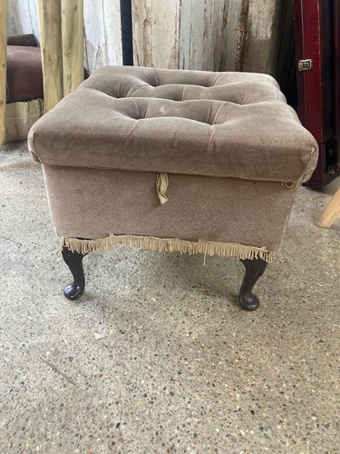 Velvet sewing box footstool - velvet,