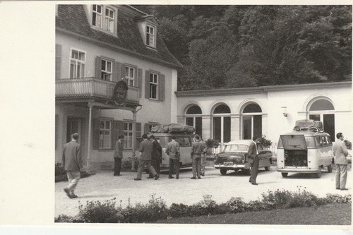 Photo postcard men with - , vw