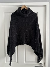 Ladies Black Sequin Poncho