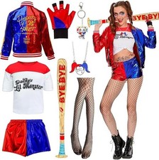 Quin-n Costume Women- Adult Villain Costumes Carnival Halloween Jester Outfit Cl