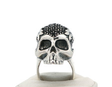 Vivienne Westwood Sterling Silver Jewelled Skull Ring 34.4 grams