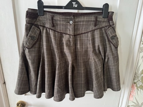 Brown plaid pleated - brown,