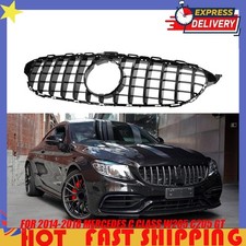 FOR MERCEDES C CLASS W205 2015-2018 C205 C200 C220 GT STYLE GRILLE GLOSS BLACK