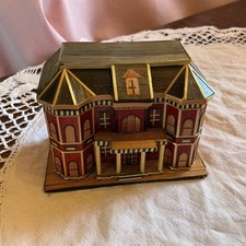 Vintage Bamboo Balsa Wood Straw House Trinket Box