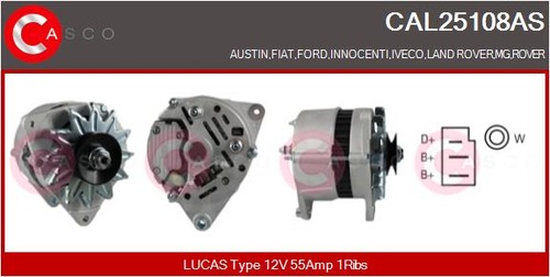 Cal25108as casco alternator - cal25108as,