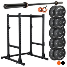 gym rack and barbell with bumper plates & Accesories