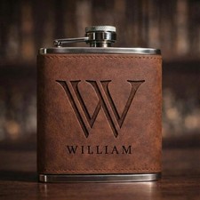 Personalized Brown Leather Hip
