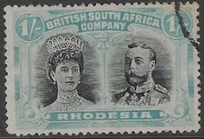Rhodesia 1910 1/- sg 152 used