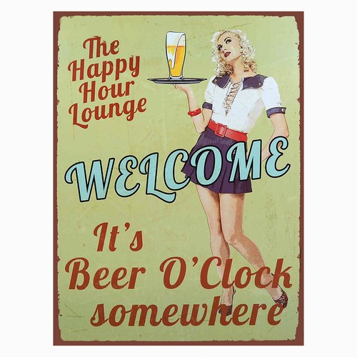 Beer clock retro metal tin - beer,