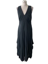 FULL CIRCLE DELLAMAX 100% COTTON BLACK PARACHUTE SKIRT MIDI DRESS SIZE 14/L