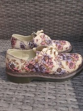 Dr Martens Floral Canvas Shoes Woman's Docs Lester Size 5 Beige EU 38  US 7