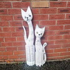 x 2Wooden Cat Carvings -